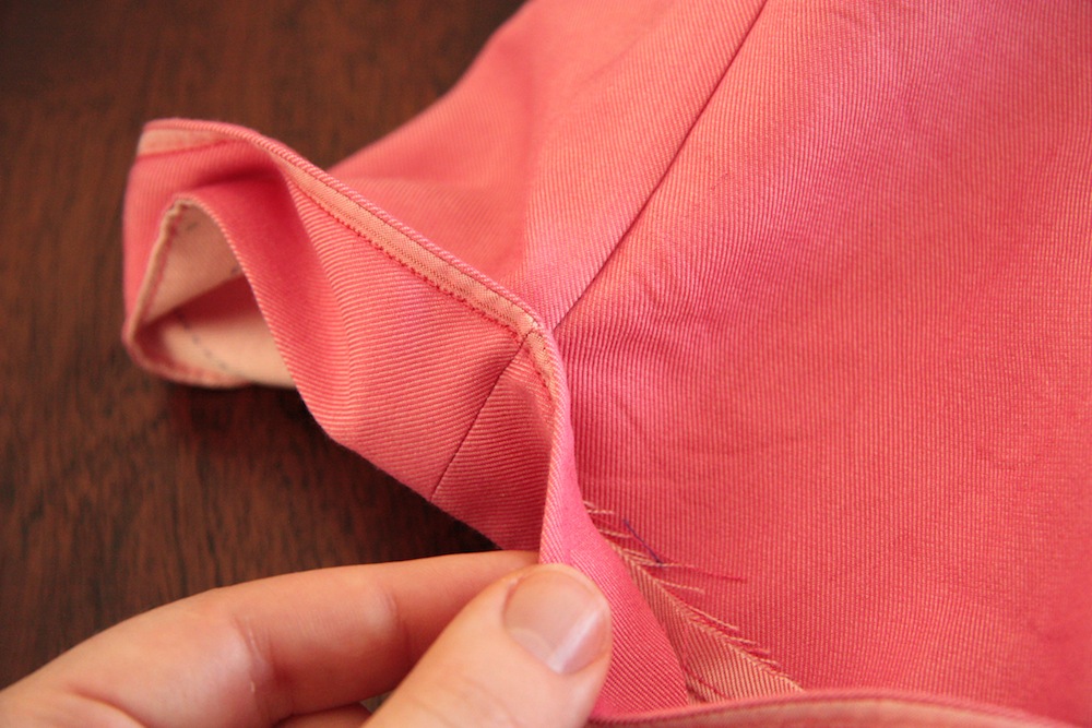 I tacked the cuff at both the outerseam and inner seam to keep it in place.